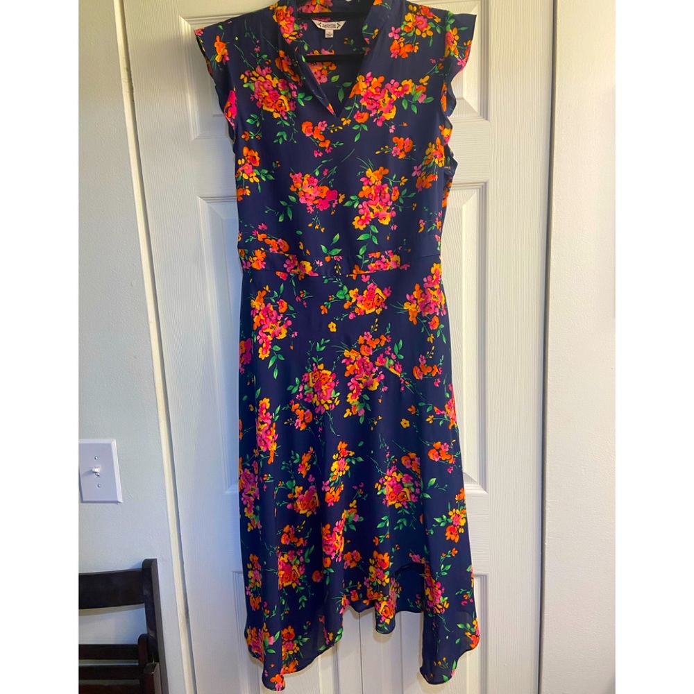 NANETTE LEPORE CAP SLEEVED MIDI DRESS SIZE 14 NEVER WORN - BEAUTIFUL COLORS!!